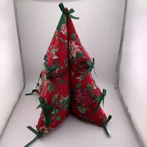Vtg 13” 3D Festive Red and Green Puffed/Stuffed Fabric Christmas Tree Decor